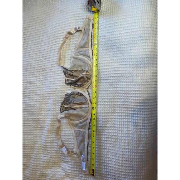 Wacoal Sheer Floral Lace Affair Underwire Champagne & Gray Bra 38DD 851256 - Picture 8 of 12